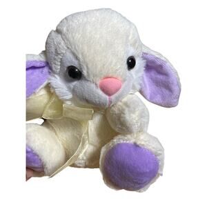 Tom’s Toy International White Rabbit Purple Ears Pink Nose Vintage Hong Kong